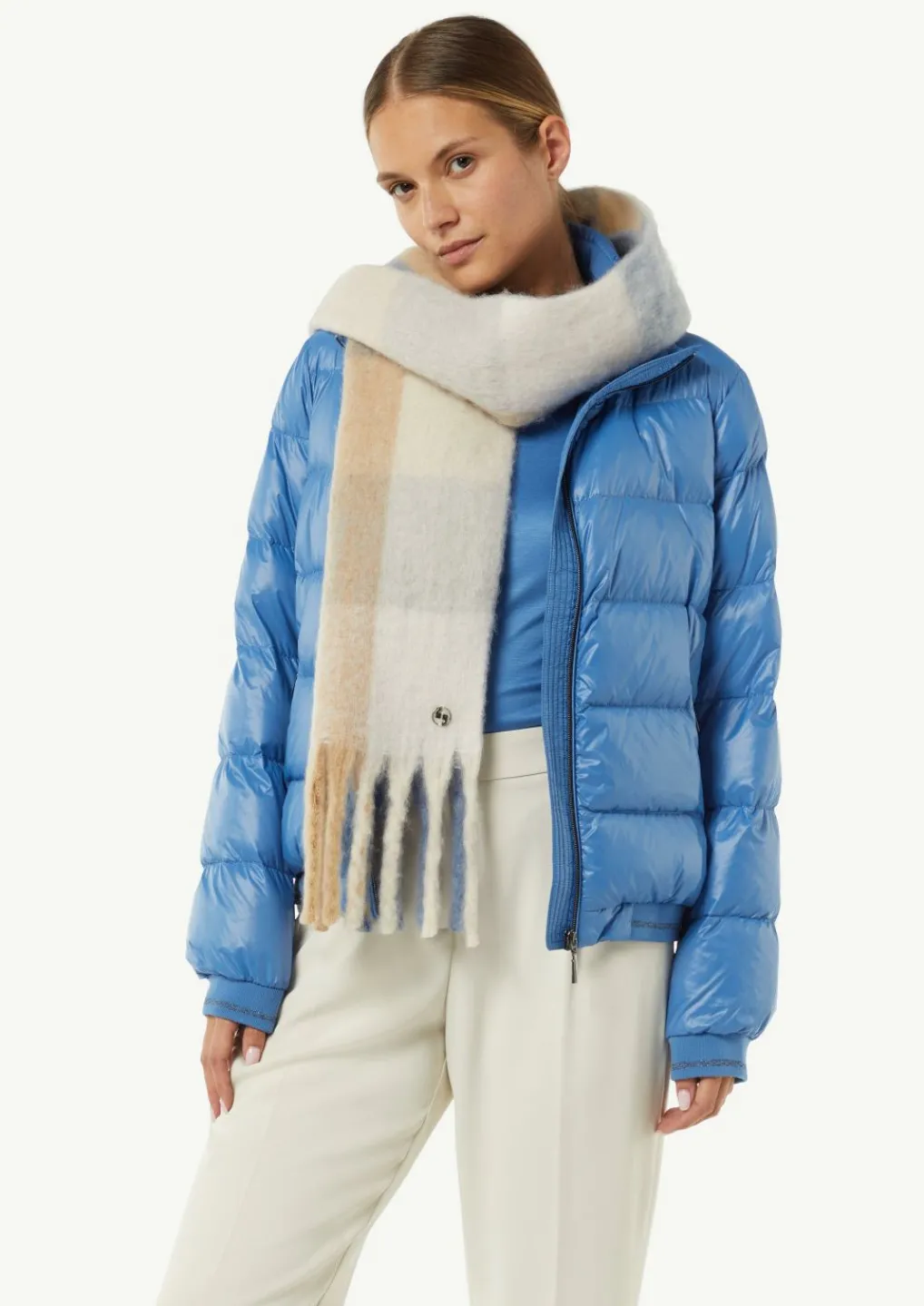 Karierter Strickschal mit Fransen-Comma Hot