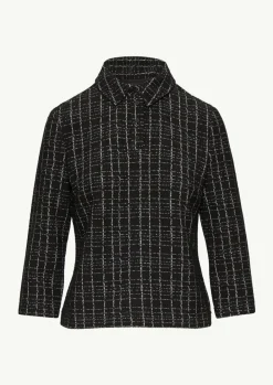 Kariertes Poloshirt aus Bouclé-Jersey-Comma Fashion