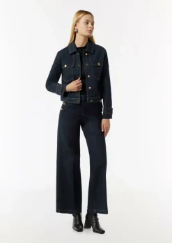 Kastige Denimjacke mit goldfarbenen Knöpfen-Comma New