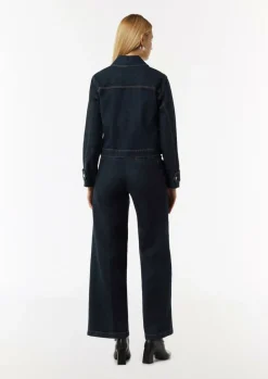 Kastige Denimjacke mit goldfarbenen Knöpfen-Comma New
