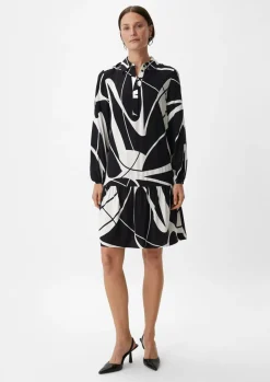Kleid aus Viskose mit All-over-Print-Comma Best