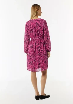 Kleid mit All-over-Print und Bindegürtel-Comma New
