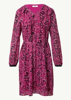 Kleid mit All-over-Print und Bindegürtel-Comma New