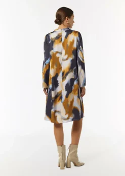 Kleid mit All-over-Print und Cut-out am Ausschnitt-Comma Fashion