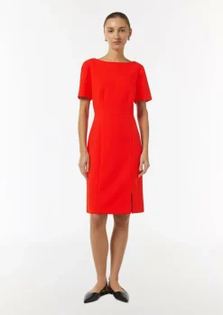 Kleid mit Bateau-Ausschnitt und verdecktem Reißverschluss-Comma Online
