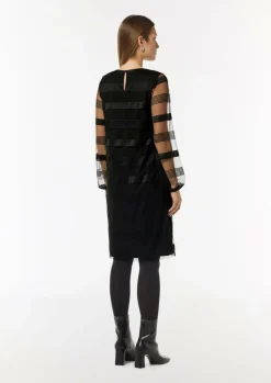 Kleid mit Mesh und Rundhalsausschnitt-Comma Best