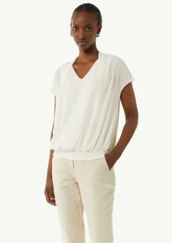 Kurzarm-Bluse mit Smok-Detail-Comma Hot