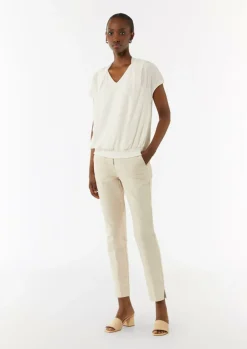 Kurzarm-Bluse mit Smok-Detail-Comma Hot