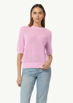 Kurzarmpullover aus Ajourstrick-Comma Fashion