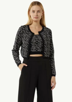 Kurzer Feinstrickcardigan mit grafischem Muster-Comma Best