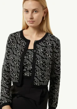 Kurzer Feinstrickcardigan mit grafischem Muster-Comma Best