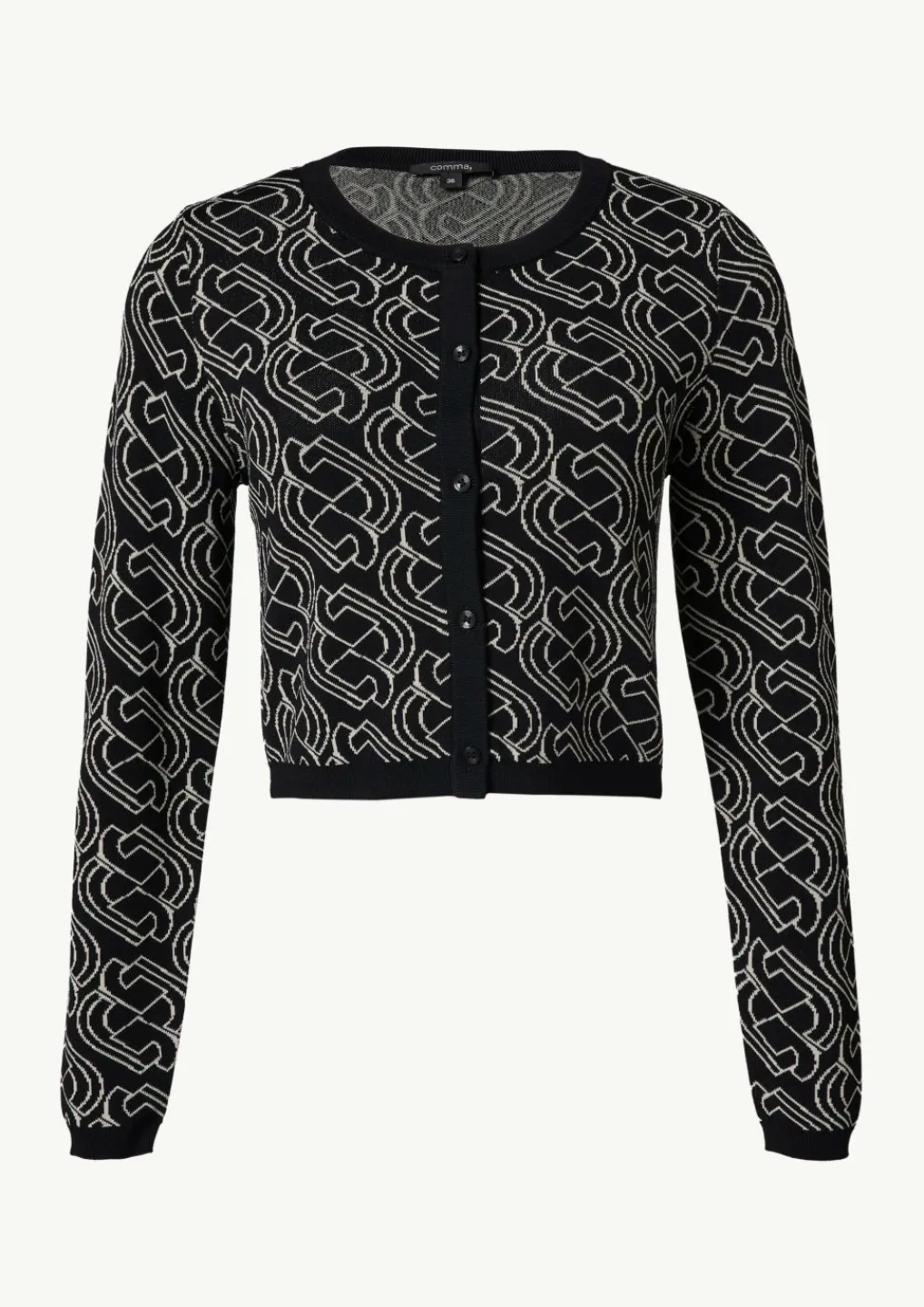 Kurzer Feinstrickcardigan mit grafischem Muster-Comma Best