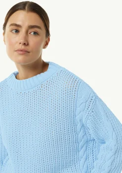 Kurzer Strickpullover mit Zopfmuster-Details-Comma Best