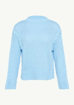 Kurzer Strickpullover mit Zopfmuster-Details-Comma Best