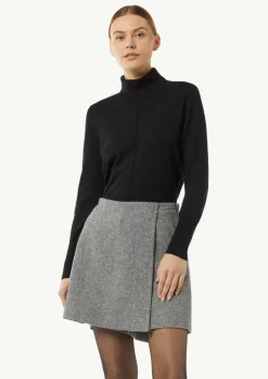 Kurzer Wollmix-Skort in Wickeloptik-Comma Fashion