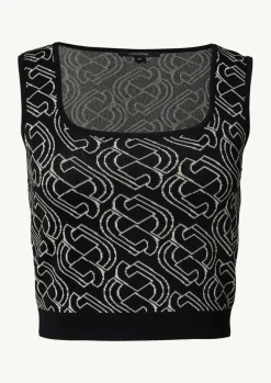 Kurzes Feinstricktop mit grafischem Muster-Comma Online