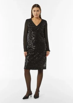 Kurzes Paillettenkleid mit Chiffon-Ärmeln-Comma Sale