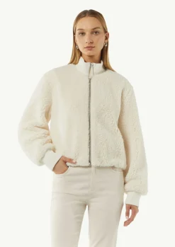 Kuscheliger Teddy-Blouson mit Rippbündchen-Comma Clearance
