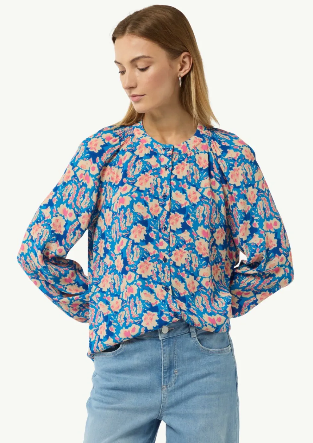 Langarmbluse mit All-over-Print-Comma Outlet