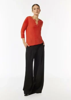 Langarmshirt im Fabricmix mit Tunika-Ausschnitt-Comma Discount