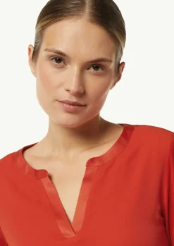 Langarmshirt im Fabricmix mit Tunika-Ausschnitt-Comma Discount