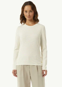 Langarmshirt mit gestrickten Streifen aus Glitzergarn-Comma Fashion
