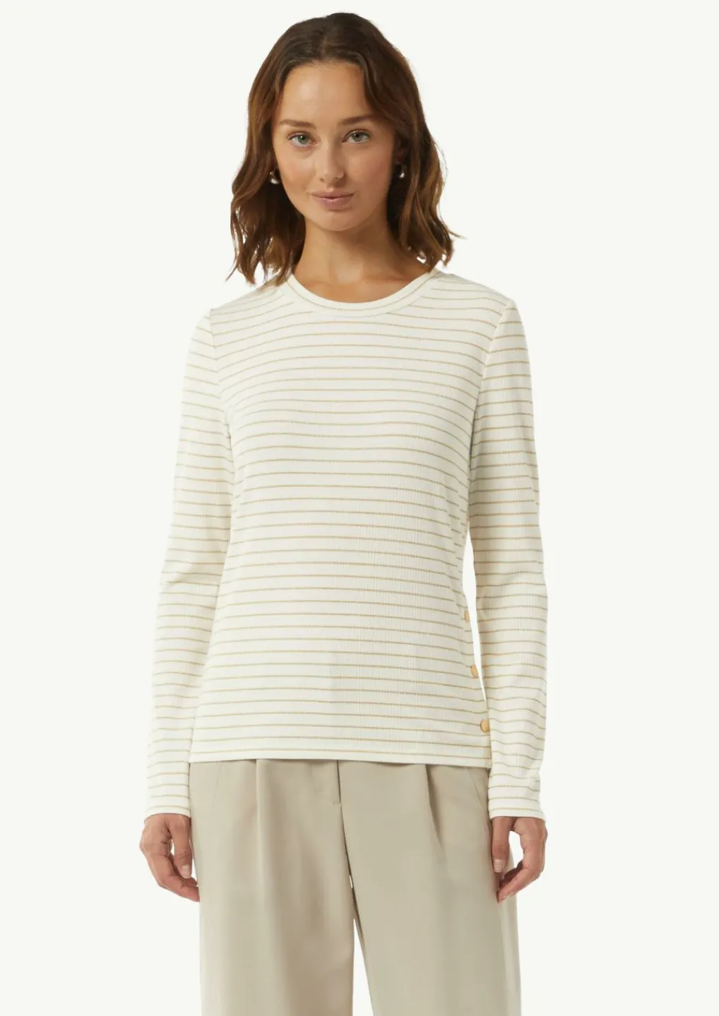 Langarmshirt mit gestrickten Streifen aus Glitzergarn-Comma Fashion