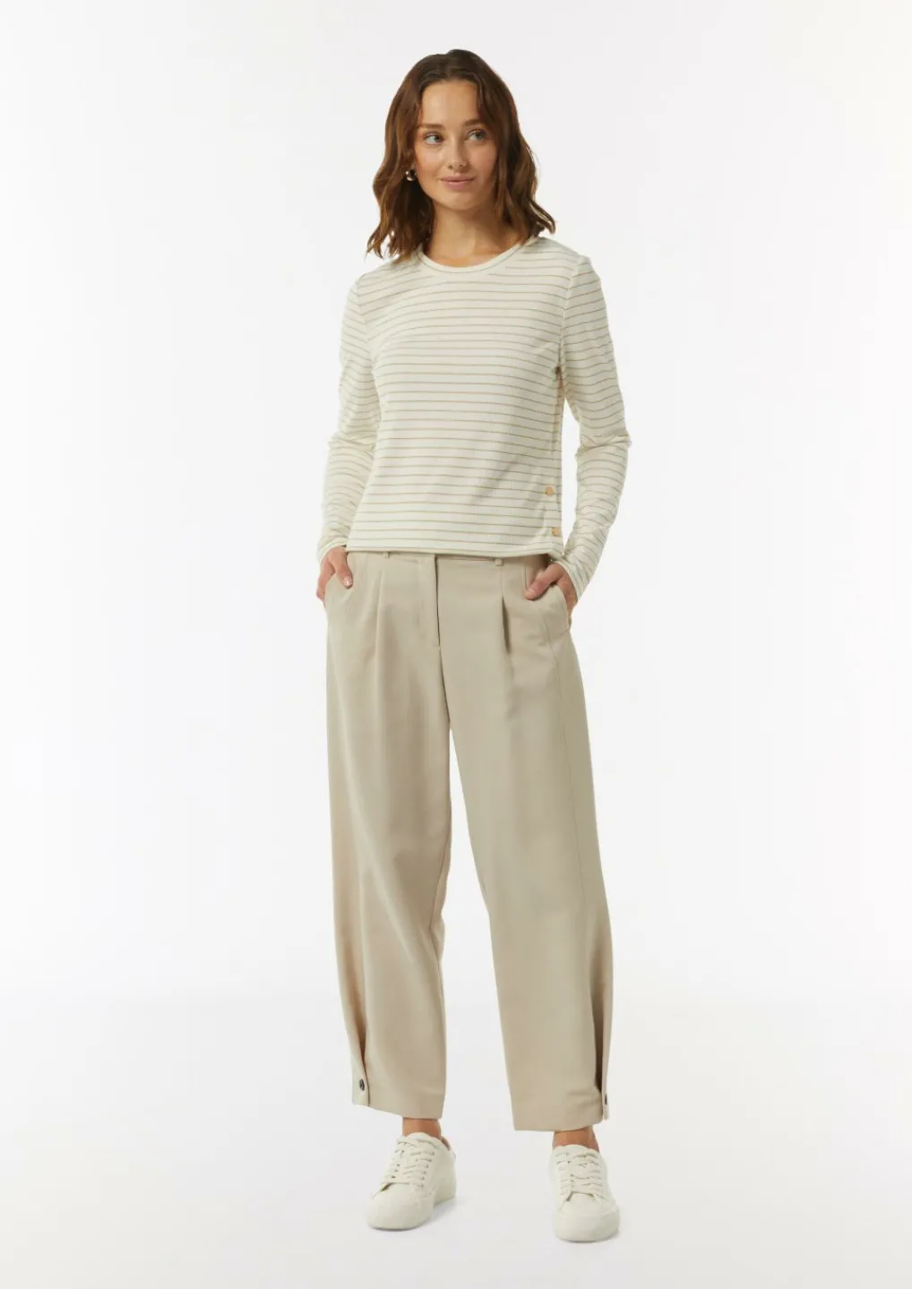 Langarmshirt mit gestrickten Streifen aus Glitzergarn-Comma Fashion