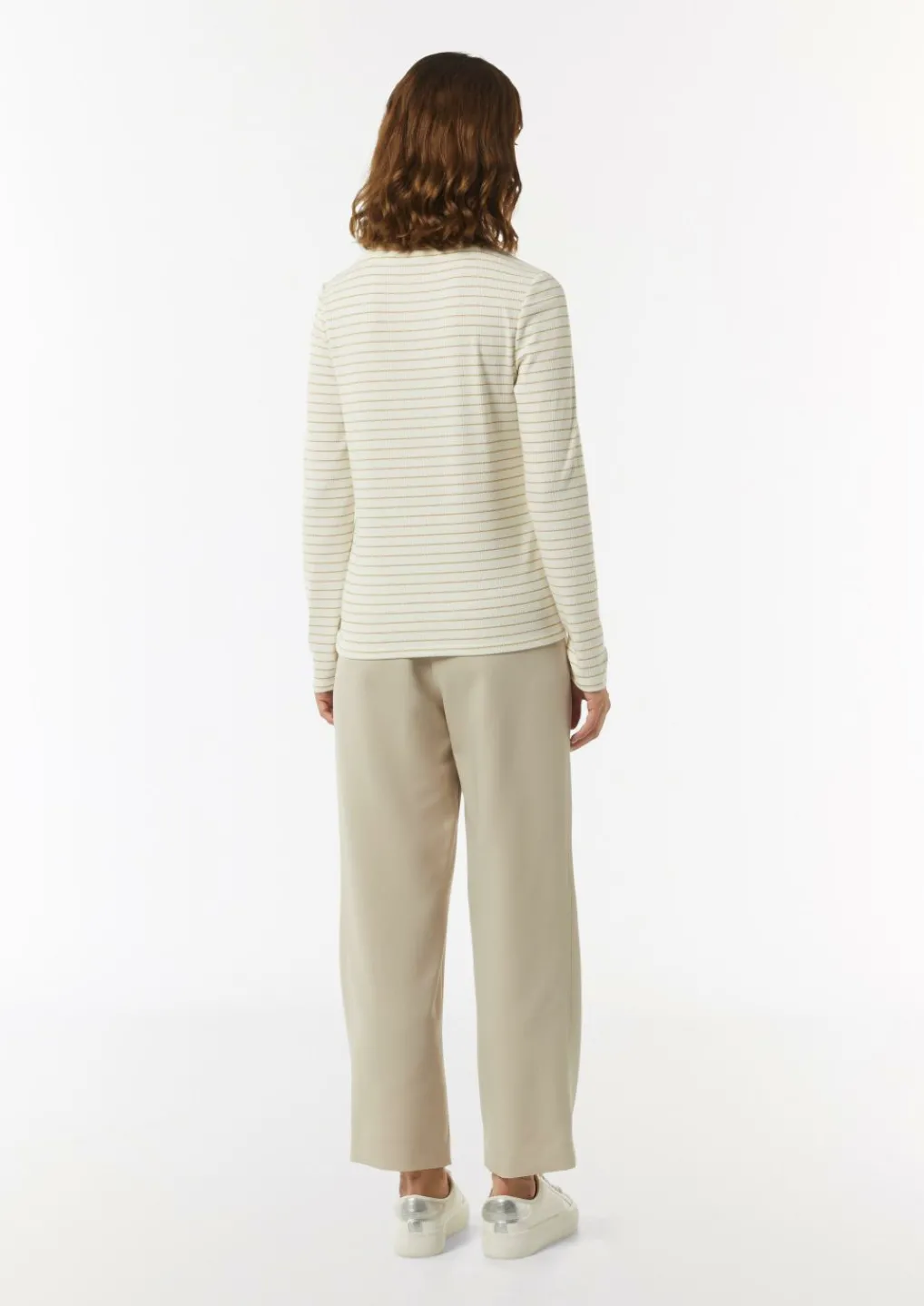 Langarmshirt mit gestrickten Streifen aus Glitzergarn-Comma Fashion
