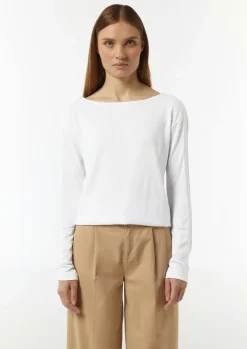 Langarm-Shirt mit Ripp-Detail im Relaxed Fit-Comma Clearance