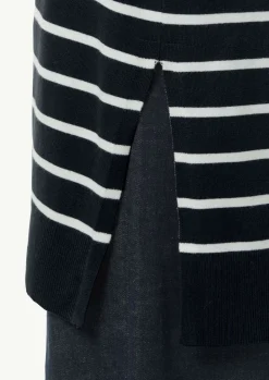 Lange, gestreifte Strickjacke mit überschnittenen Schultern-Comma Discount