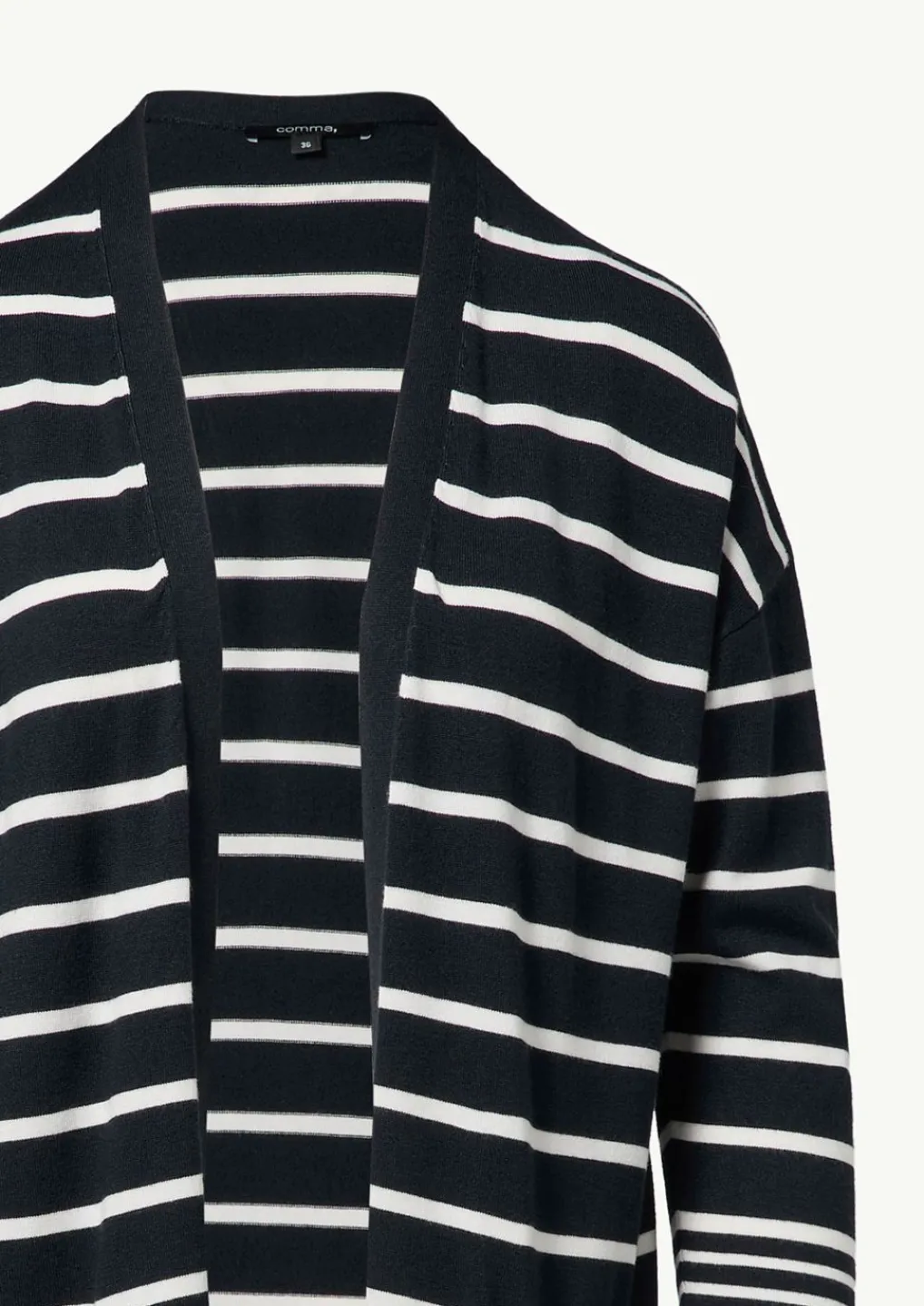 Lange, gestreifte Strickjacke mit überschnittenen Schultern-Comma Discount