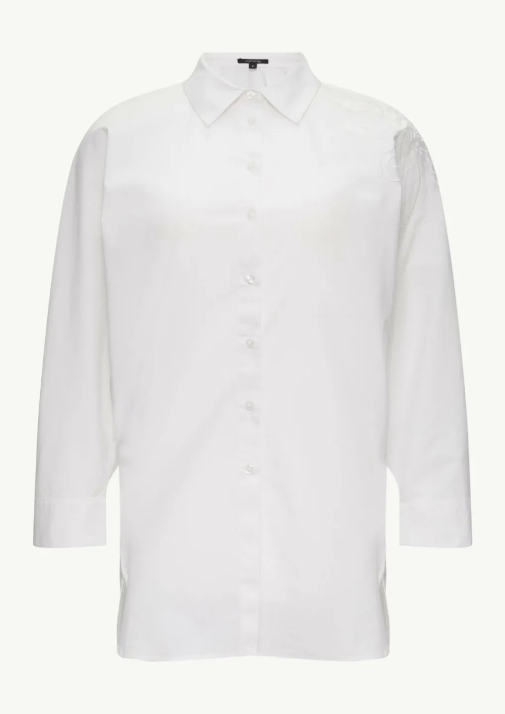 Lange Popeline-Bluse mit verkürzten Ärmeln und Stickerei-Comma Fashion