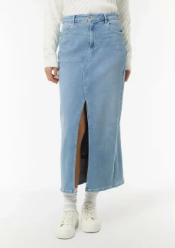 Langer Jeans-Rock mit Schlitz-Comma Fashion