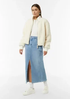 Langer Jeans-Rock mit Schlitz-Comma Fashion