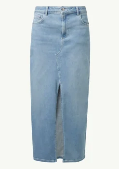 Langer Jeans-Rock mit Schlitz-Comma Fashion