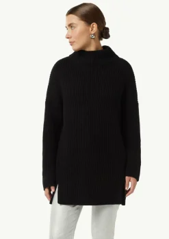 Langer Strickpullover mit Stehkragen-Comma Hot