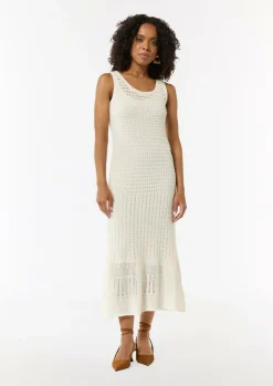 Langes Pointelle-Kleid mit verstellbaren Trägern-Comma Sale