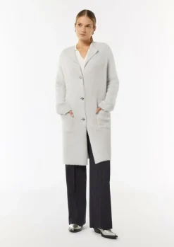 Lange Strickjacke mit aufgesetzten Taschen-Comma Fashion