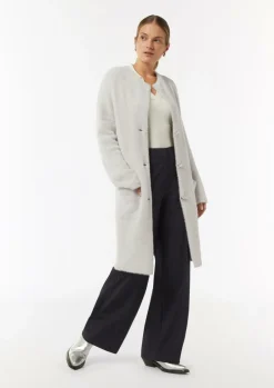 Lange Strickjacke mit aufgesetzten Taschen-Comma Fashion