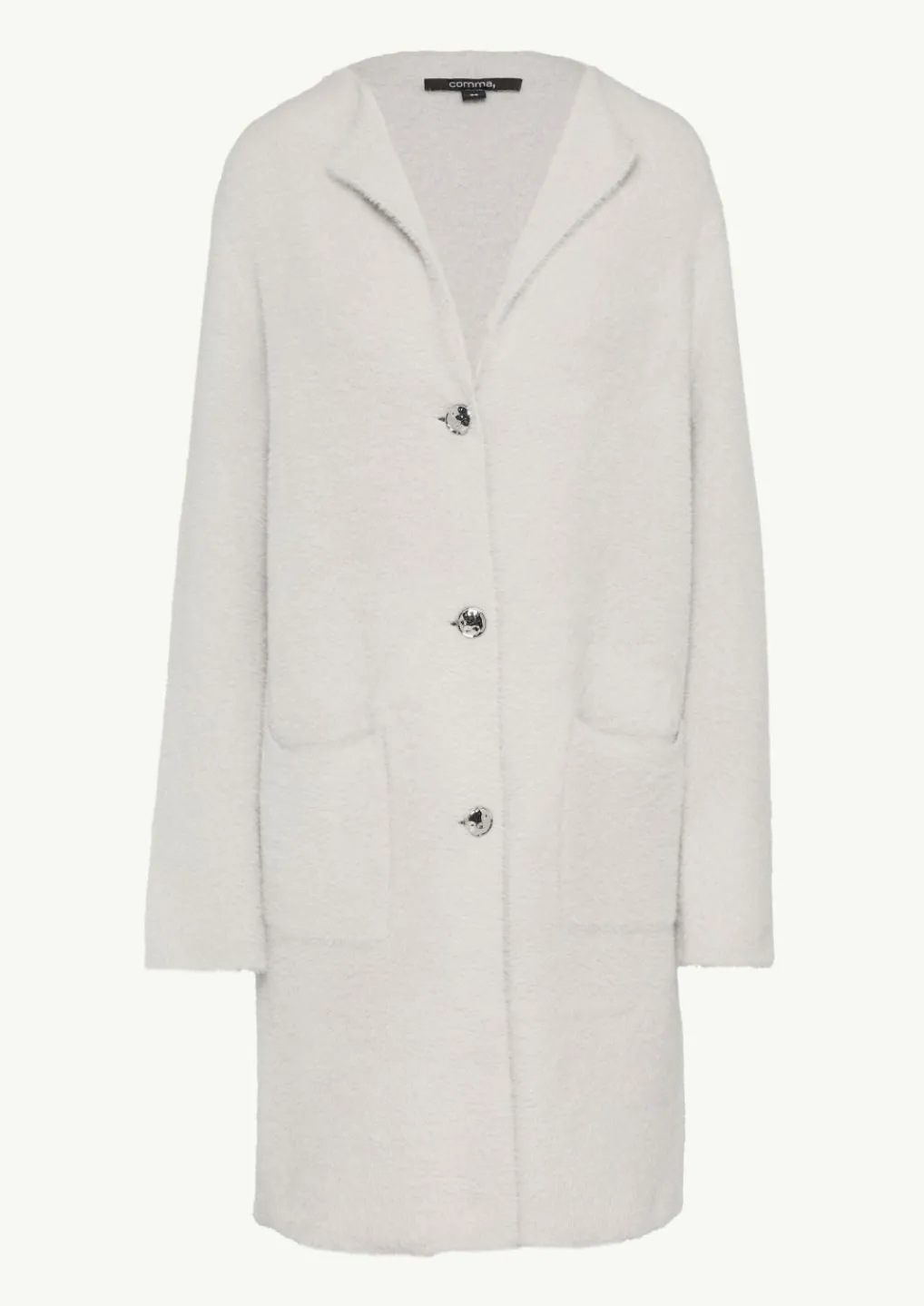 Lange Strickjacke mit aufgesetzten Taschen-Comma Fashion