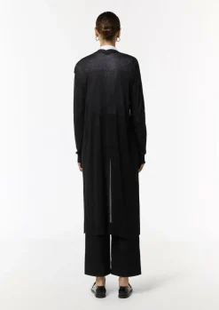 Lange Strickjacke mit Rippbündchen und seitlich geschlitztem Saum-Comma Fashion