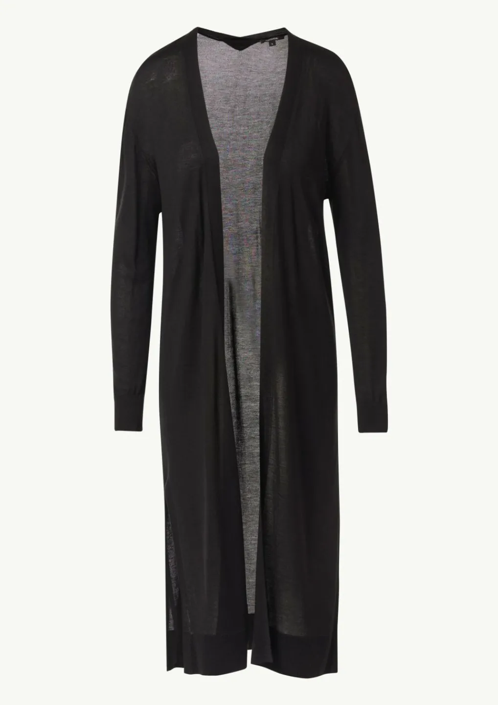 Lange Strickjacke mit Rippbündchen und seitlich geschlitztem Saum-Comma Fashion