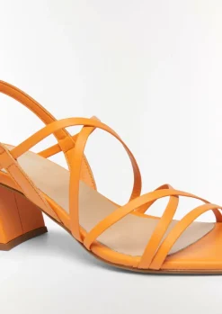Leder-Sandalen mit Riemen und Blockabsatz-Comma Fashion