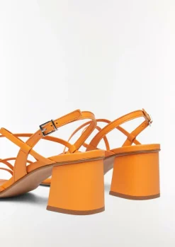 Leder-Sandalen mit Riemen und Blockabsatz-Comma Fashion