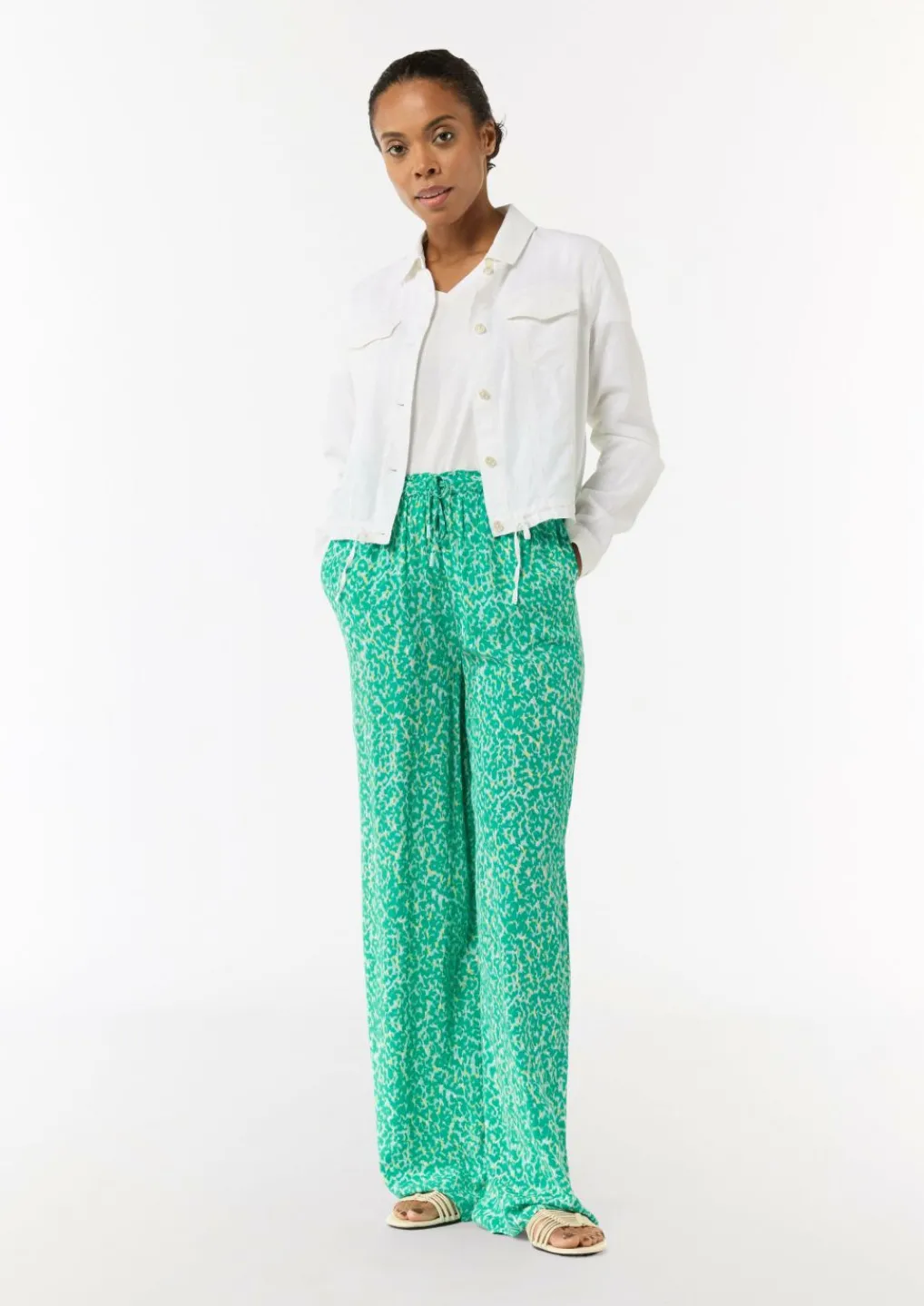 Leichte Stoffhose mit All-over-Print und Elastikbund-Comma New