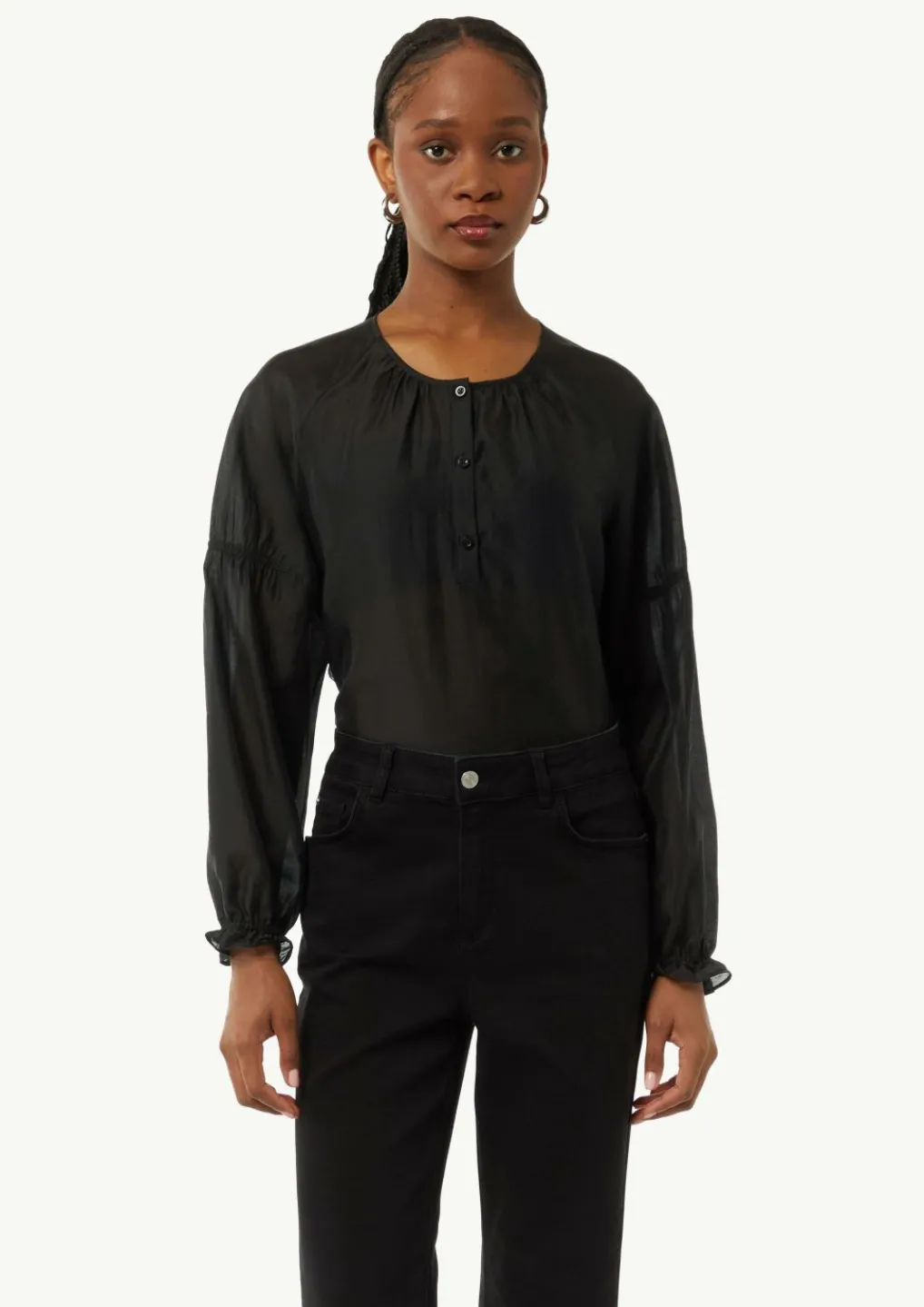 Leicht transparente Raglan-Bluse mit Ärmel-Detail-Comma Sale