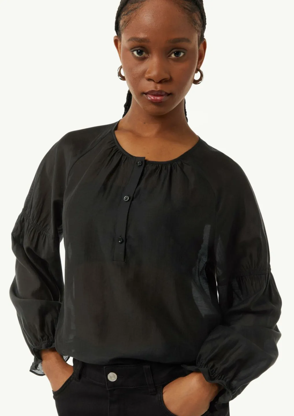 Leicht transparente Raglan-Bluse mit Ärmel-Detail-Comma Sale