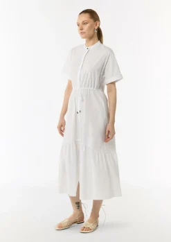 Leicht transparentes Midikleid mit Eingrifftaschen in taillierter Passform-Comma Outlet