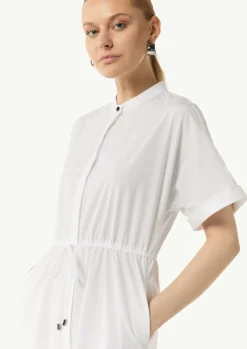 Leicht transparentes Midikleid mit Eingrifftaschen in taillierter Passform-Comma Outlet